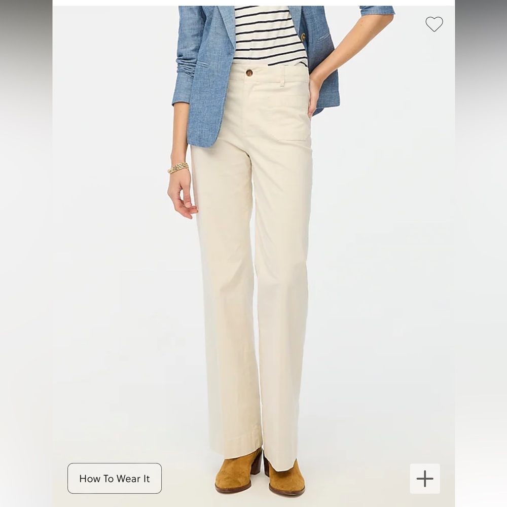 NWT J Crew‎ Factory High Rise Patch Pocket Wide Leg Pant in Natural